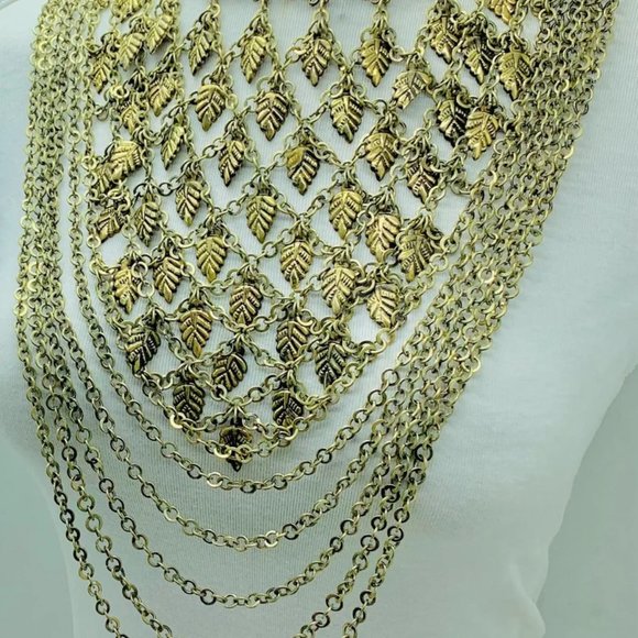 Multi Strands Bib Necklace, Gypsy Silver Kuchi Bohi Bib Necklace - Picture 7 of 12